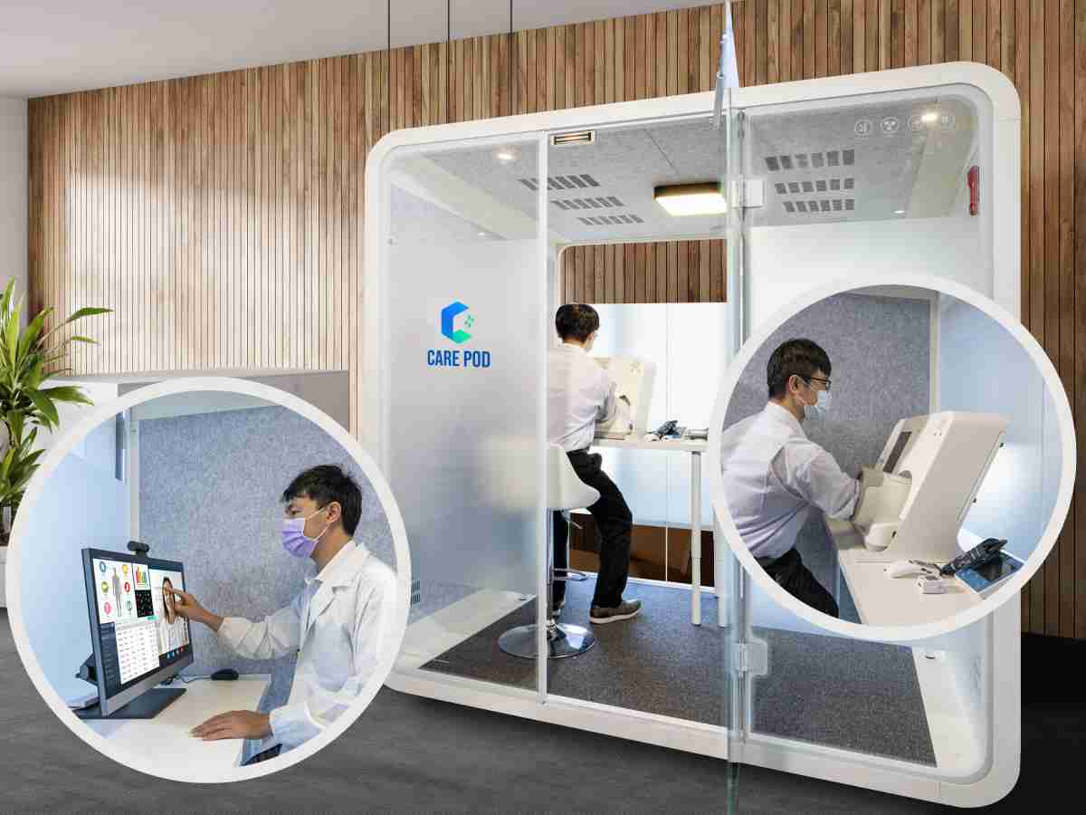 达擎于医疗科技展中展出＂远距诊疗舱＂，，，，以因应医疗数字化及社会高龄化趋势下、、、、复诊及慢性病患等族群对于远距看诊需求逐渐升高所推出的创新整合方案。。多功能合一、、高隐私性的远距诊疗舱可根据病患端与医师端的不同需求，，，，提供弹性化及客制化功能，，节省医生和病患的精力及时间